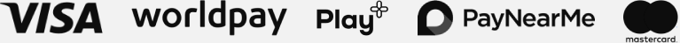Visa, Worldpay, Pay Plus, Pay Near Me, Mastercard